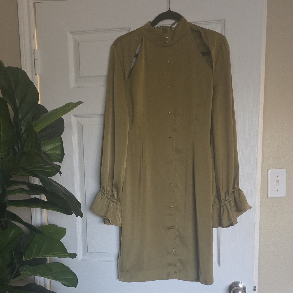 Elegant Olive Green Women's Dress by VivienneHu